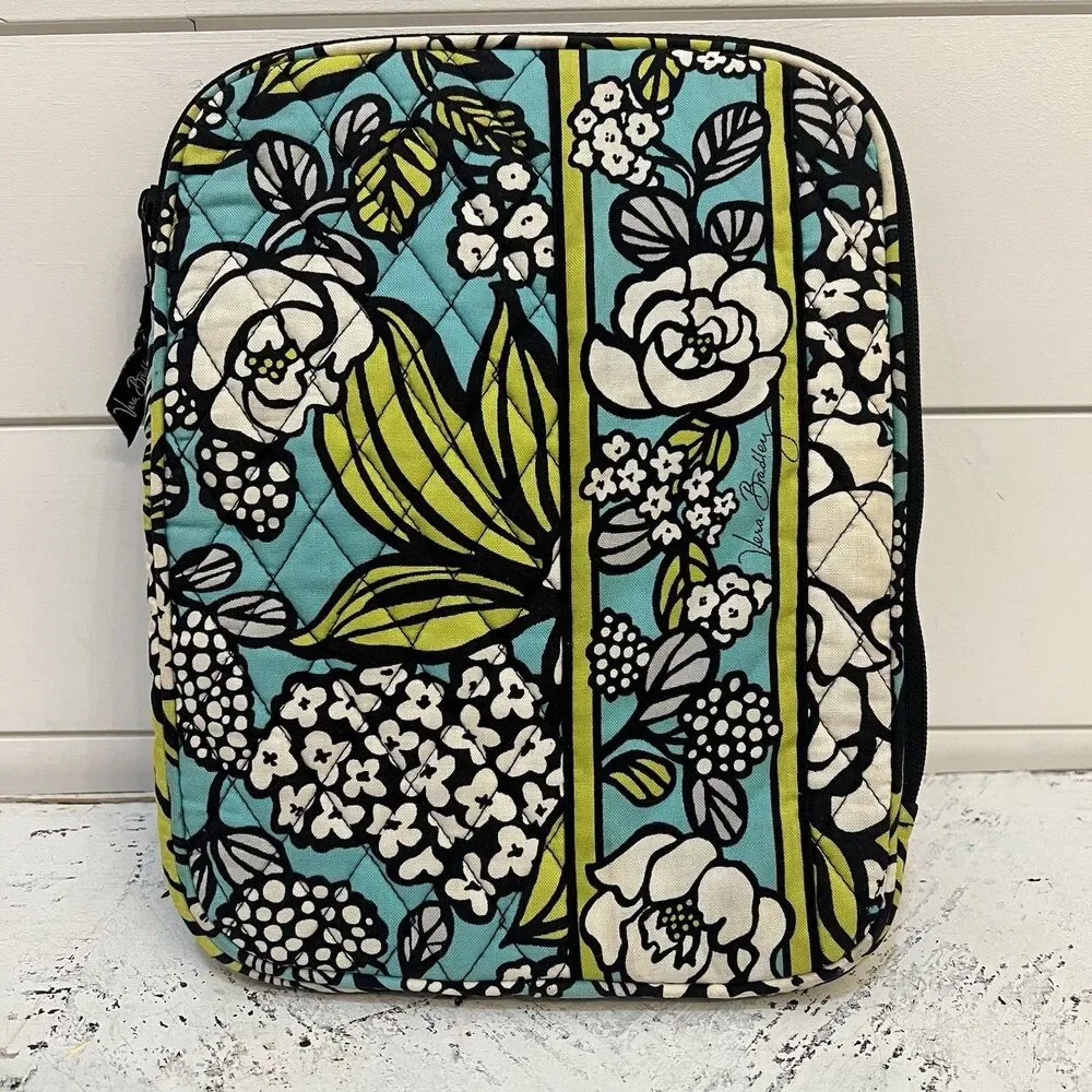 Vera Bradley Island Blooms padded Sleeve Tablet Soft Case 8 x 10 Aqua Green